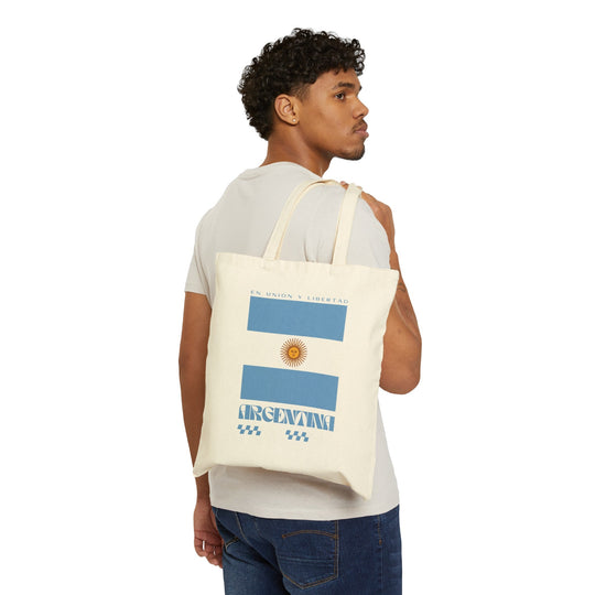 Argentina Retro Print Cotton Canvas Tote Bag - Ezra's Clothing - Bags