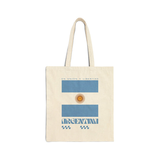 Argentina Retro Print Cotton Canvas Tote Bag - Ezra's Clothing - Bags