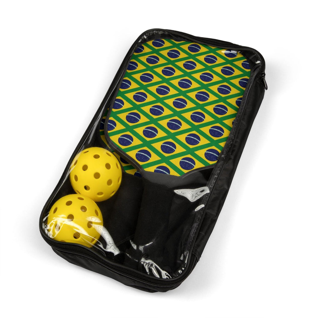 Brazilian Flag Pickleball Set - Wooden Paddles & Balls with Carry Bag - Premium Brazil Inspired Racket Design - Ezra's Clothing - Accessories