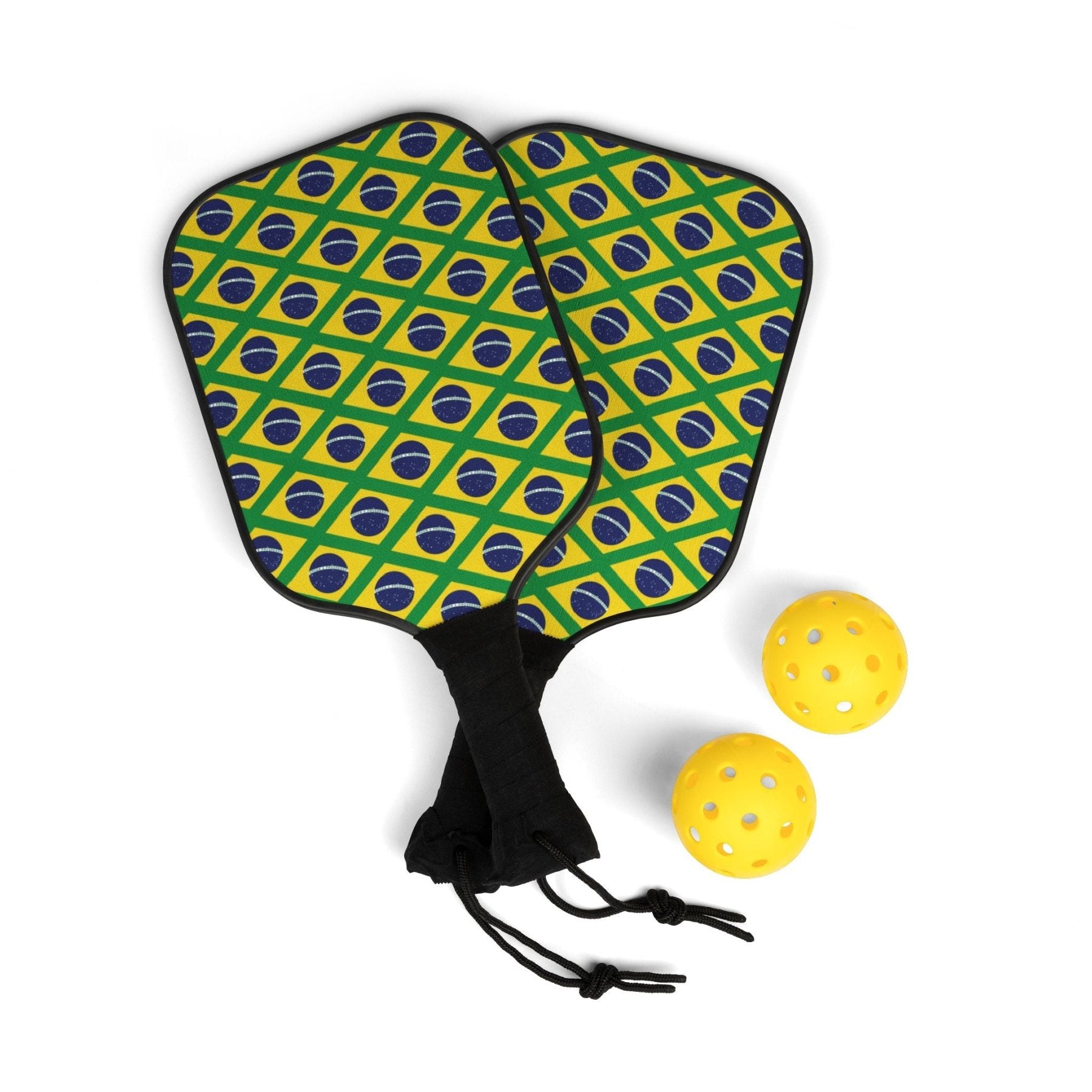 Brazilian Flag Pickleball Set - Wooden Paddles & Balls with Carry Bag - Premium Brazil Inspired Racket Design - Ezra's Clothing - Accessories