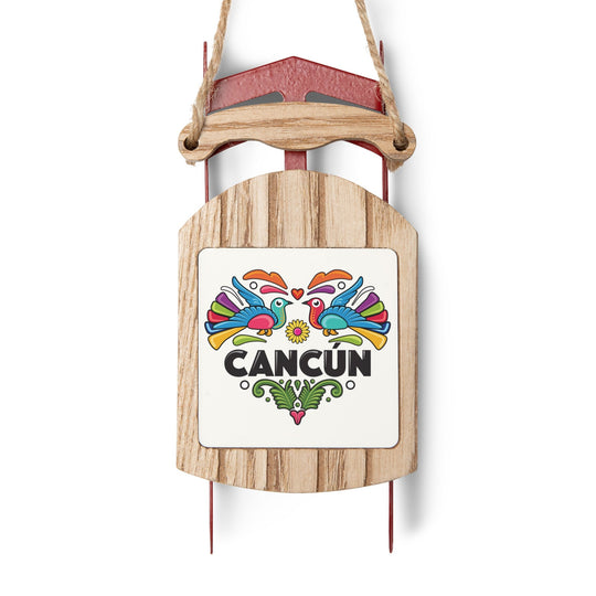 Cancun Mini Sled Ornament: Travel-Inspired Holiday Souvenir - Ezra's Clothing - Christmas Ornament