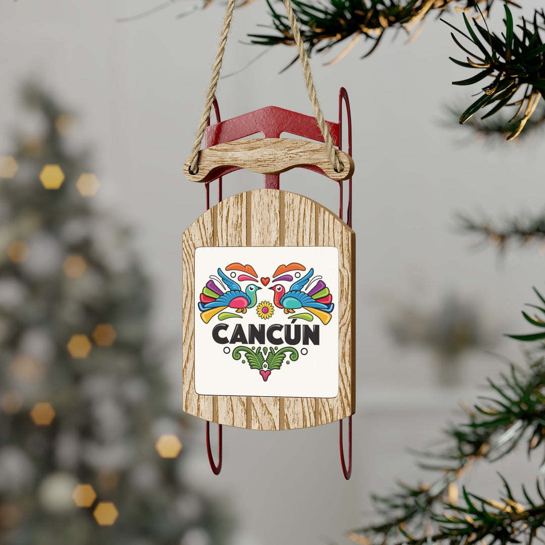 Cancun Mini Sled Ornament: Travel-Inspired Holiday Souvenir - Ezra's Clothing - Christmas Ornament