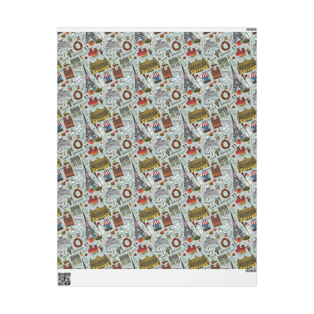 Christmas in Paris Wrapping Paper - Holiday Gift Wrap Paper - Matte Finish, 3 Sizes - Ezra's Clothing - Home Decor