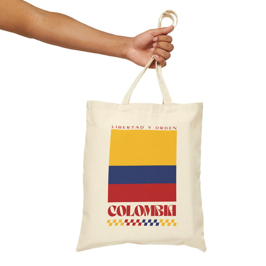 Colombia Retro Print Cotton Canvas Tote Bag - Ezra's Clothing - Bags