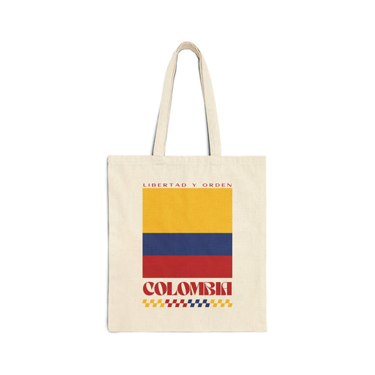Colombia Retro Print Cotton Canvas Tote Bag - Ezra's Clothing - Bags