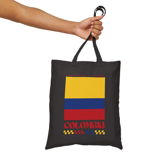 Colombia Retro Print Cotton Canvas Tote Bag - Ezra's Clothing - Bags