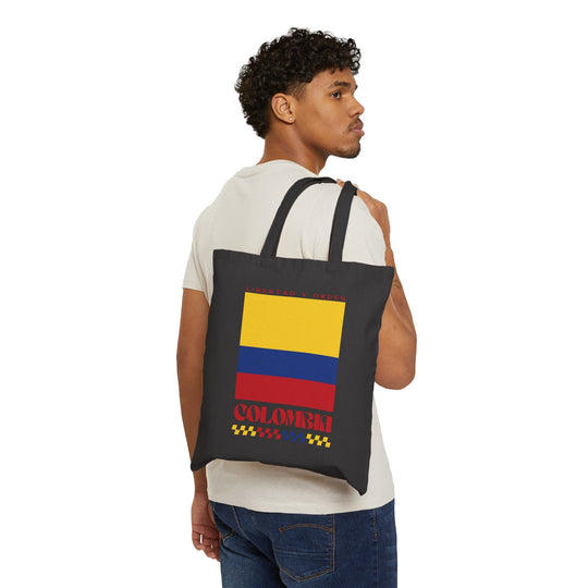 Colombia Retro Print Cotton Canvas Tote Bag - Ezra's Clothing - Bags