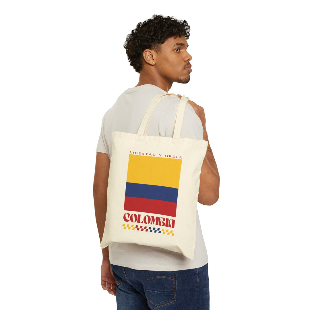 Colombia Retro Print Cotton Canvas Tote Bag - Ezra's Clothing - Bags