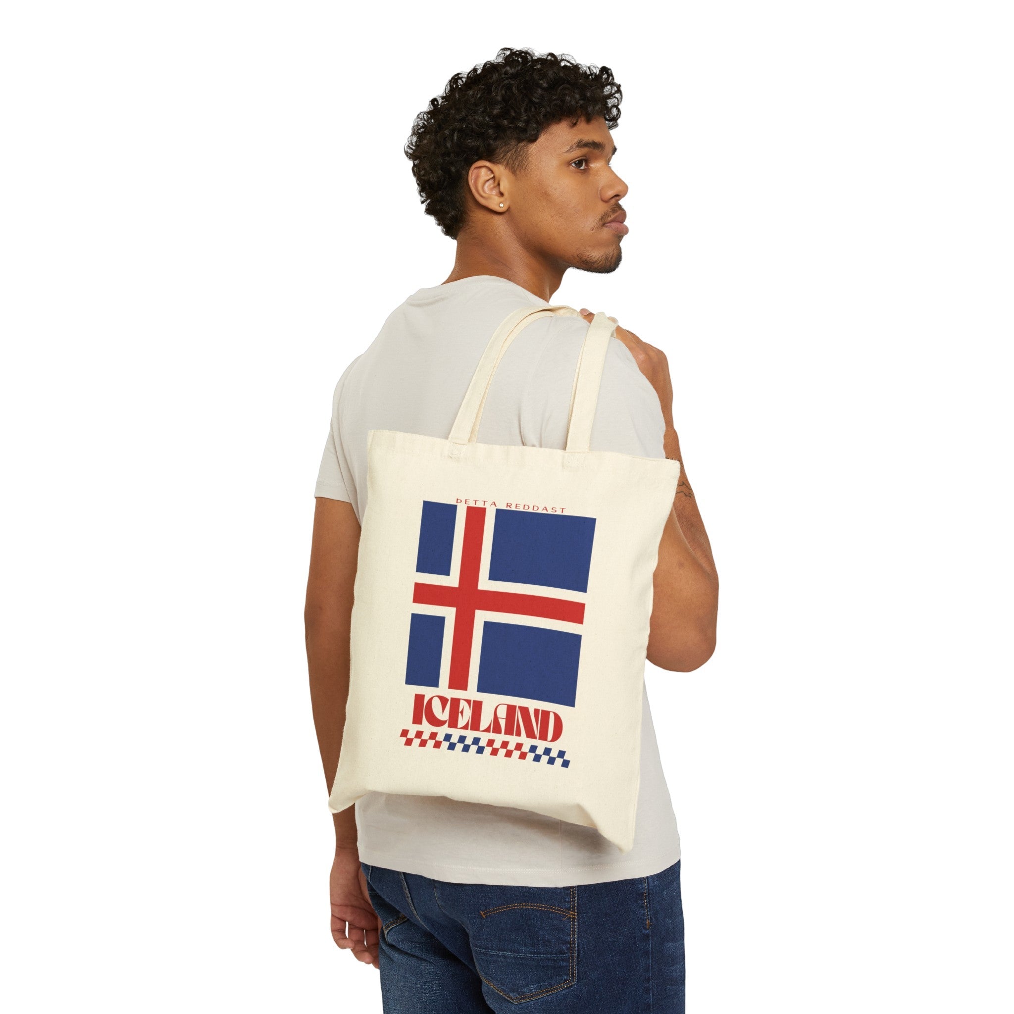 Iceland Retro Print Cotton Canvas Tote Bag - Ezra's Clothing - Bags