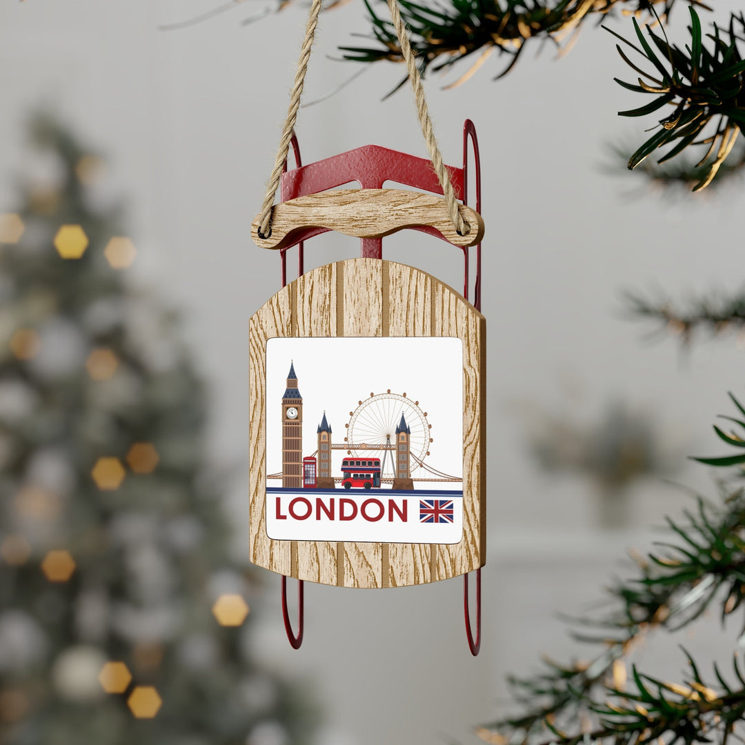 London Mini Sled Ornament: Travel-Inspired Holiday Souvenir - Ezra's Clothing - Christmas Ornament