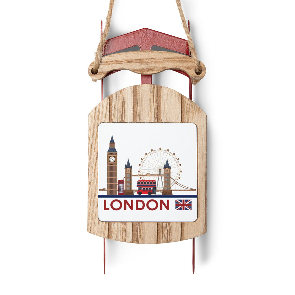 London Mini Sled Ornament: Travel-Inspired Holiday Souvenir - Ezra's Clothing - Christmas Ornament