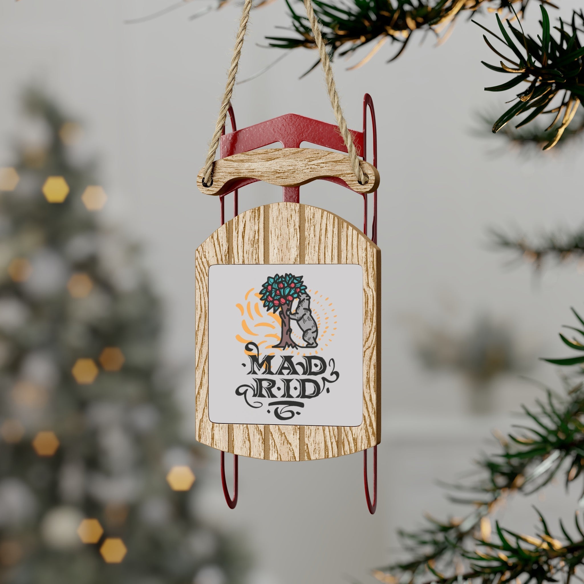 Madrid Mini Sled Ornament: Travel-Inspired Holiday Souvenir - Ezra's Clothing - Christmas Ornament