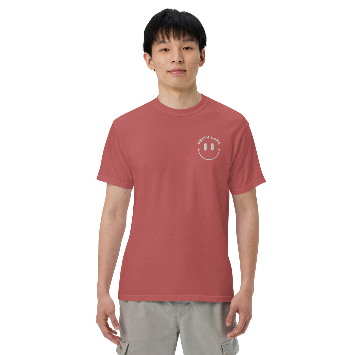 Smith Lake Embroidered T-Shirt T-Shirts Ezra's Clothing Crimson S 