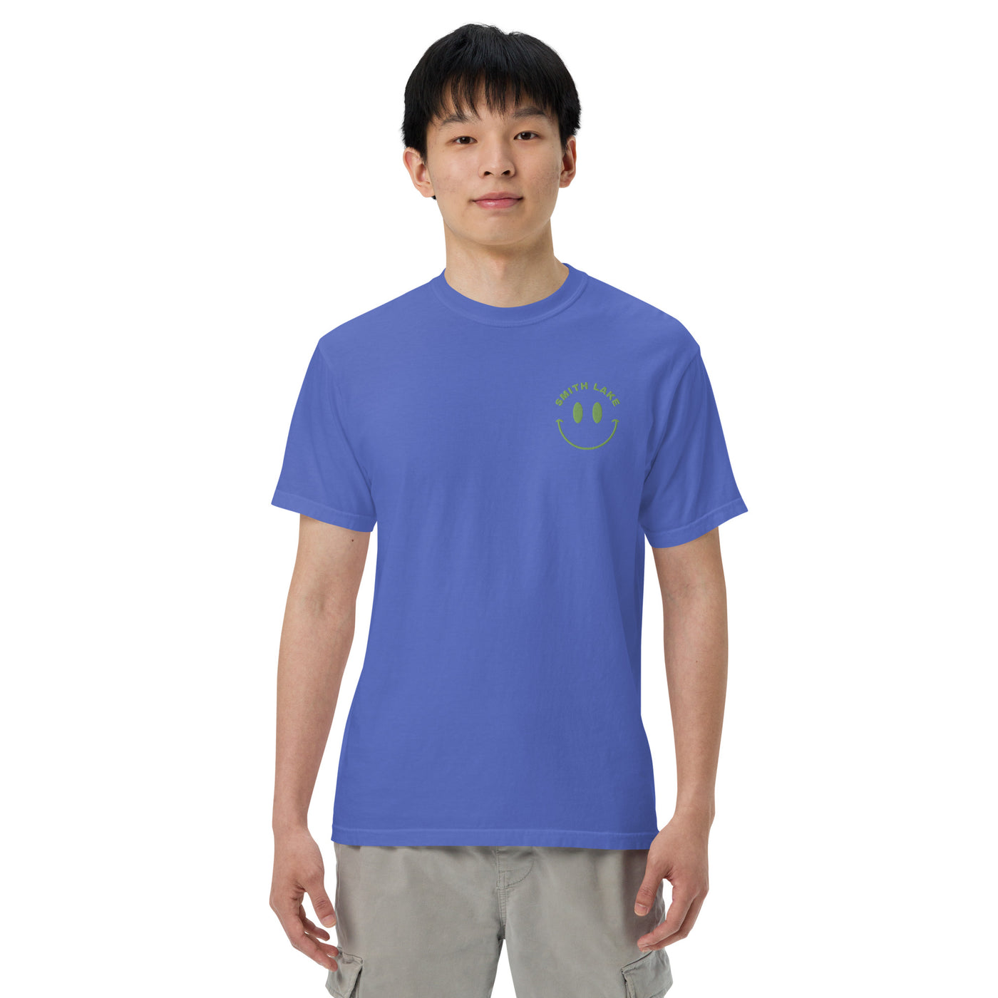 Smith Lake Embroidered T-Shirt T-Shirts Ezra's Clothing Flo Blue S 