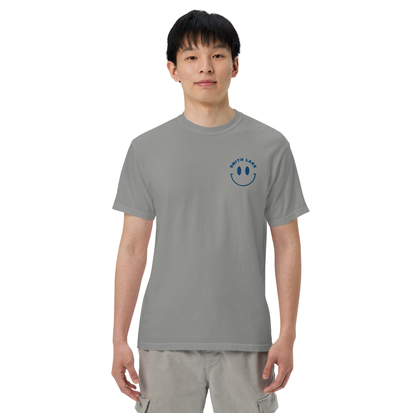 Smith Lake Embroidered T-Shirt T-Shirts Ezra's Clothing Grey S 