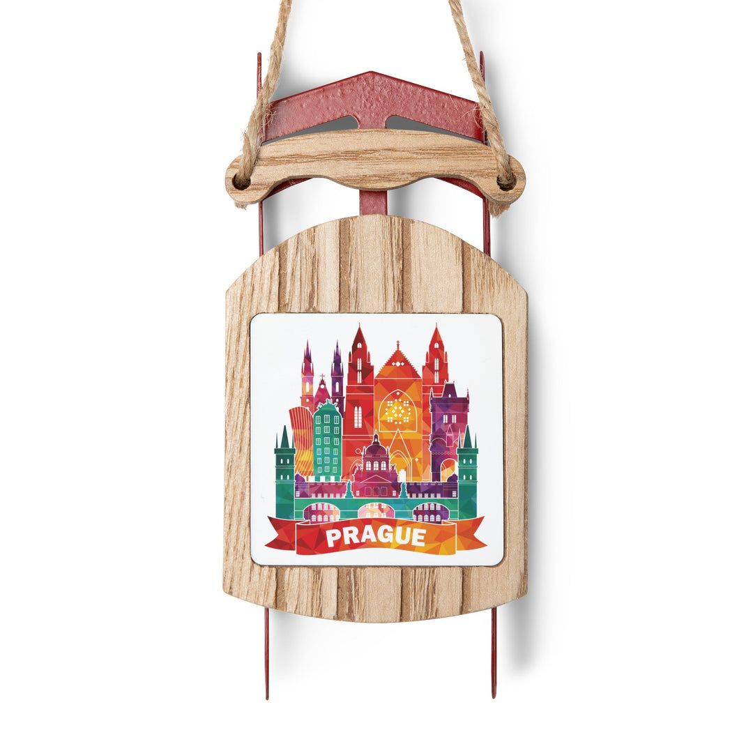 Prague Mini Sled Ornament: Travel-Inspired Holiday Souvenir - Ezra's Clothing - Christmas Ornament