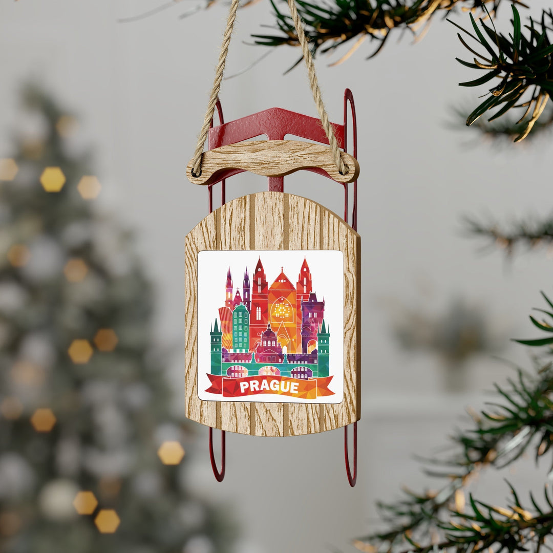 Prague Mini Sled Ornament: Travel-Inspired Holiday Souvenir - Ezra's Clothing - Christmas Ornament