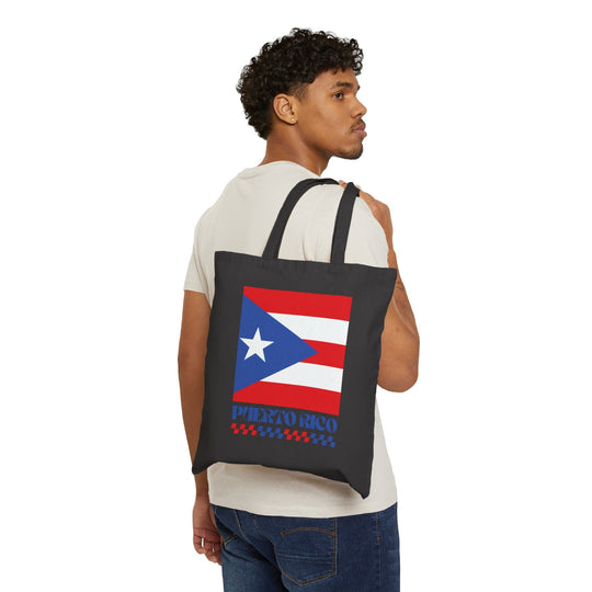 Puerto Rico Retro Print Cotton Canvas Tote Bag - Ezra's Clothing - Bags