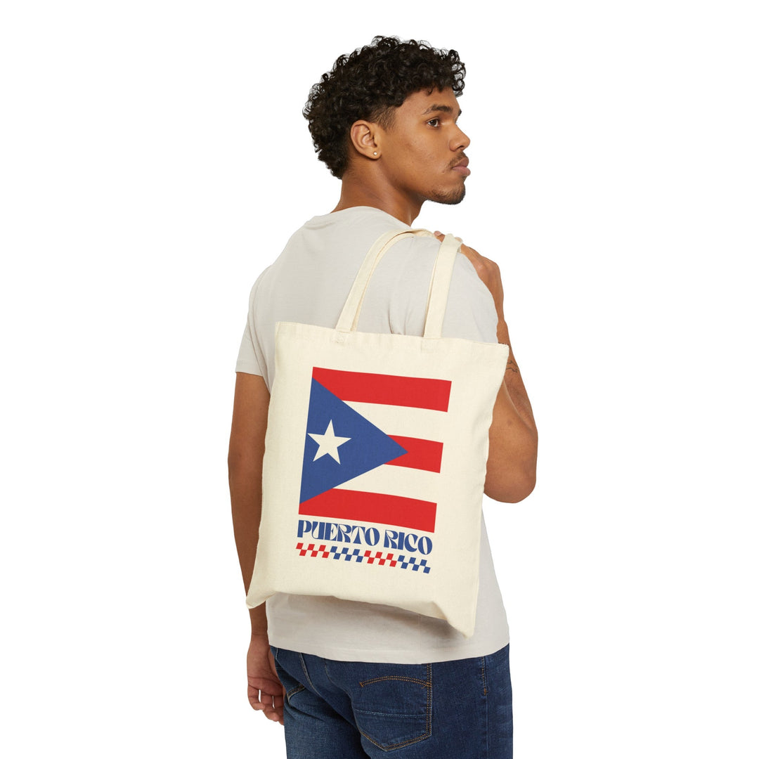 Puerto Rico Retro Print Cotton Canvas Tote Bag - Ezra's Clothing - Bags