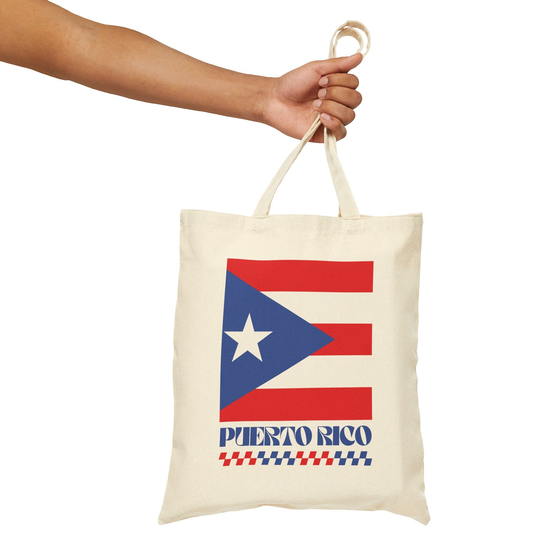 Puerto Rico Retro Print Cotton Canvas Tote Bag - Ezra's Clothing - Bags