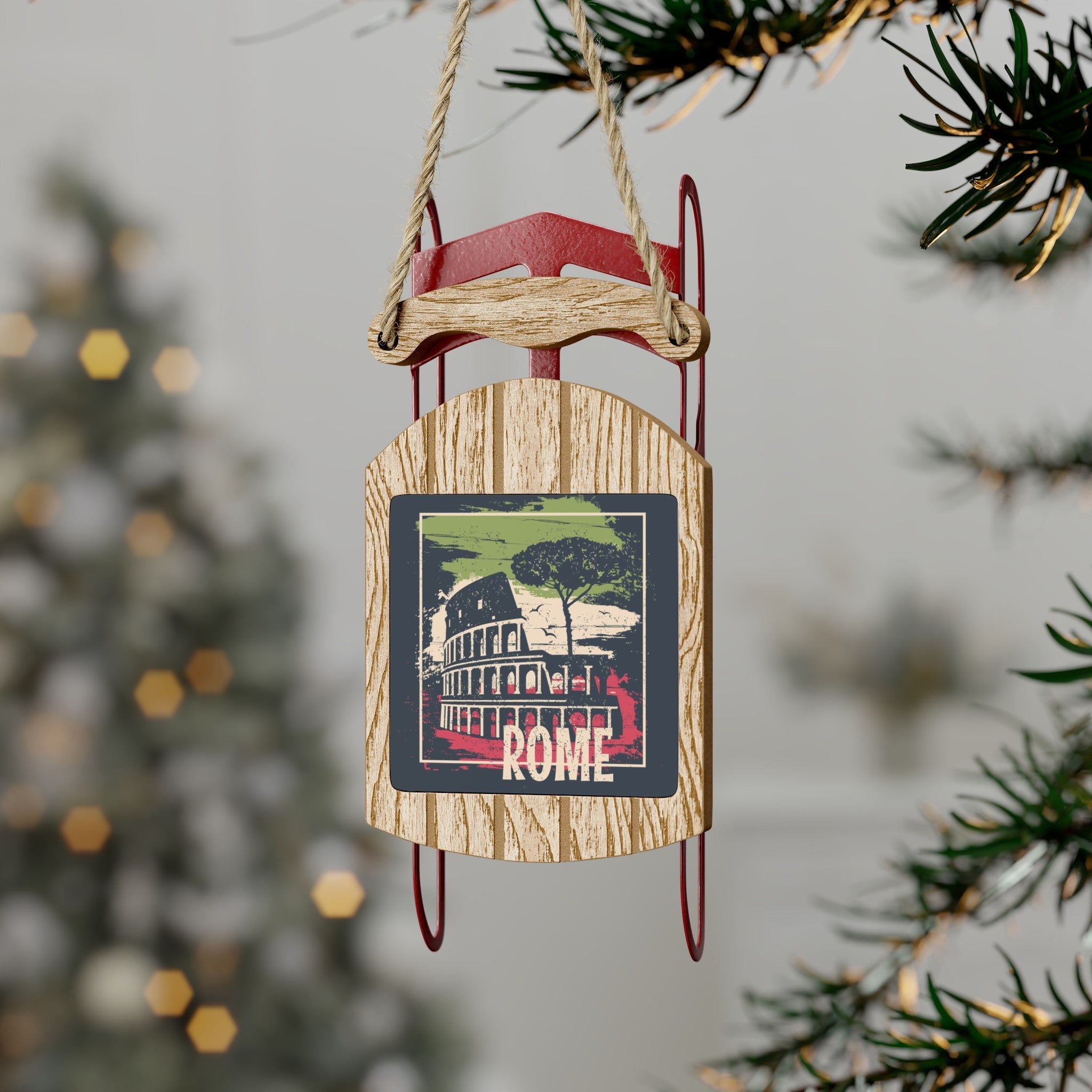 Rome Mini Sled Ornament: Travel-Inspired Holiday Souvenir - Ezra's Clothing - Christmas Ornament