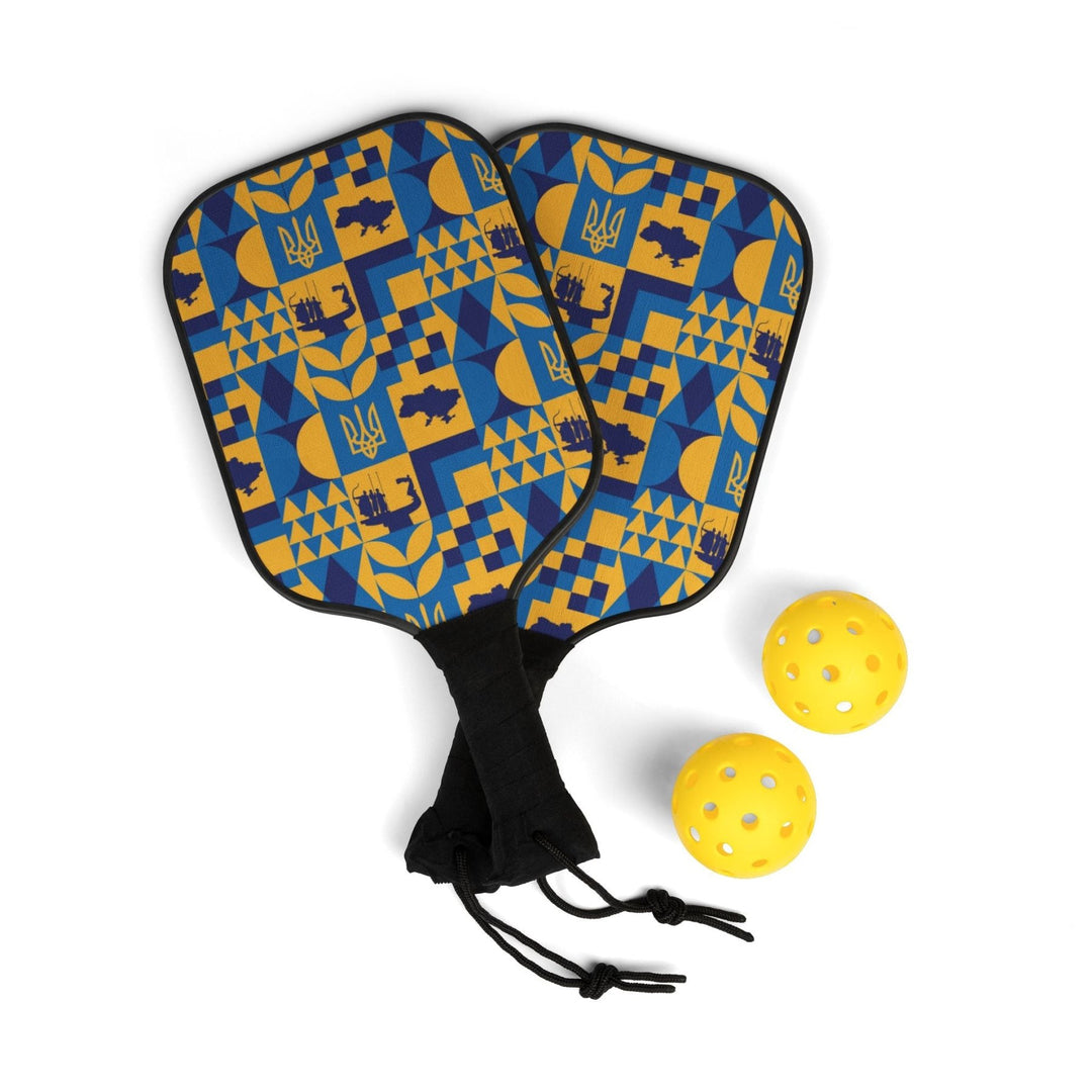 Ukraine Pickleball Set - Wooden Paddles & Balls with Carry Bag - Premium Ukrainian Inspired Racket Design - Ezra's Clothing - Accessories