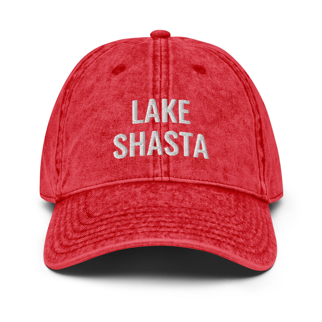 Lake Shasta Hat - Unisex, Adjustable Size - Embroidered, Denim Style, Vintage Wash - Ezra's Clothing - Hats