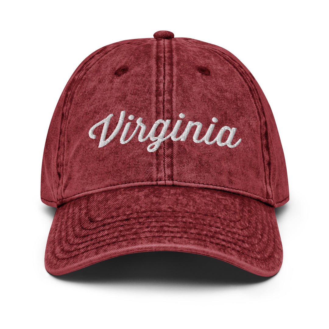 Virginia Hat - Unisex, Adjustable Size - Statehood Embroidered Design - Denim Style, Vintage Wash - Ezra's Clothing - Hats