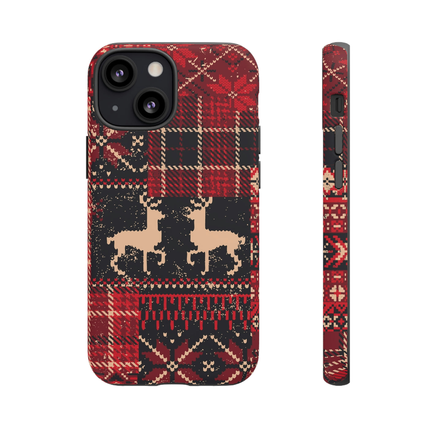 Reindeer Vintage Christmas Plaid Case Tough Case Ezra's Clothing iPhone 13 Mini Matte 