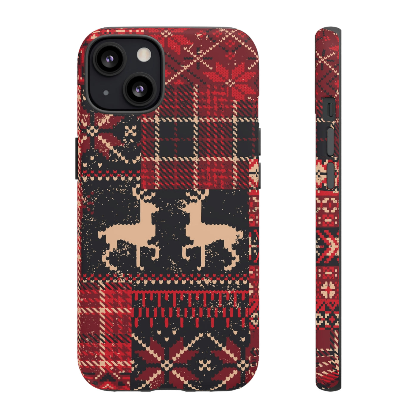 Reindeer Vintage Christmas Plaid Case Tough Case Ezra's Clothing iPhone 13 Matte 