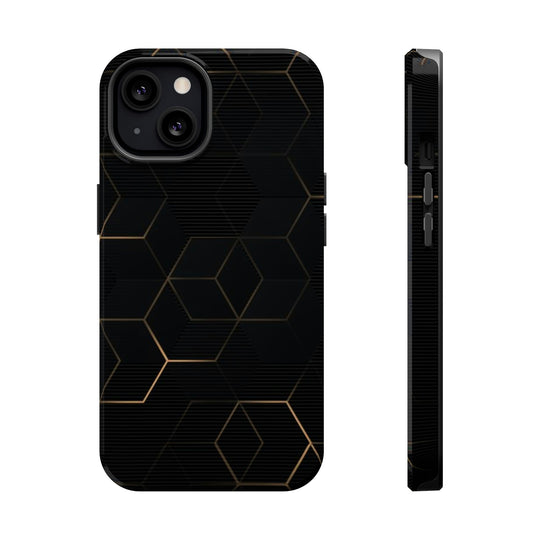 Black Gold Hexagon Case - Magnetic Back - Ezra's Clothing - Magnetic Case