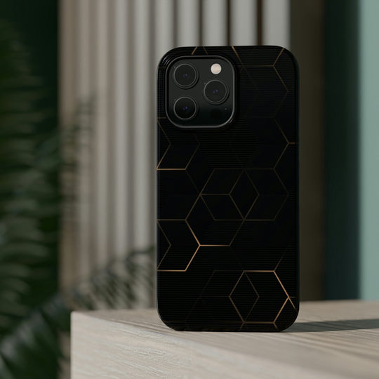 Black Gold Hexagon Case - Magnetic Back - Ezra's Clothing - Magnetic Case
