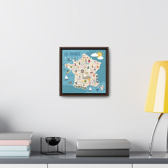 France Stylized Map Framed Canvas - Ezra's Clothing - Canvas