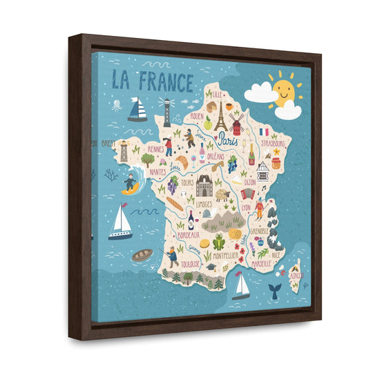 France Stylized Map Framed Canvas - Ezra's Clothing - Canvas