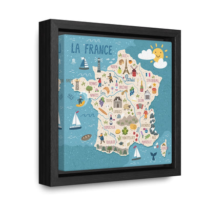 France Stylized Map Framed Canvas - Ezra's Clothing