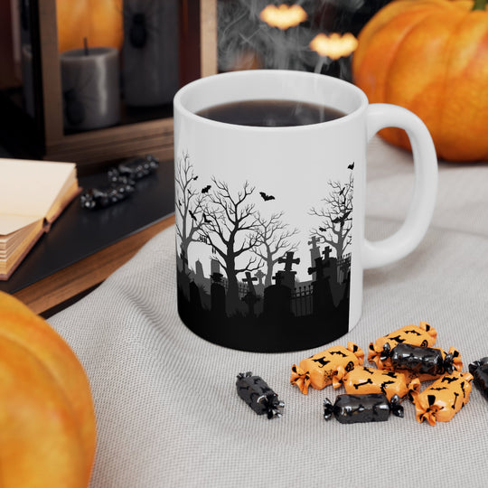 Halloween Silhouette Cemetery Coffee Mug - Ezra's Clothing - Mug