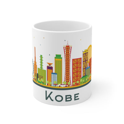 Kobe Japan Coffee Mug  - 11oz Ceramic - City Skyline Design - Travel Gift, Souvenir