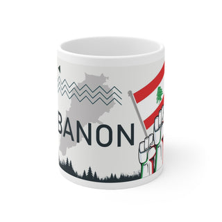 Lebanon Coffee Mug - 11oz Ceramic - National Banner, Flag Inspired Design - International Travel Gift, Souvenir