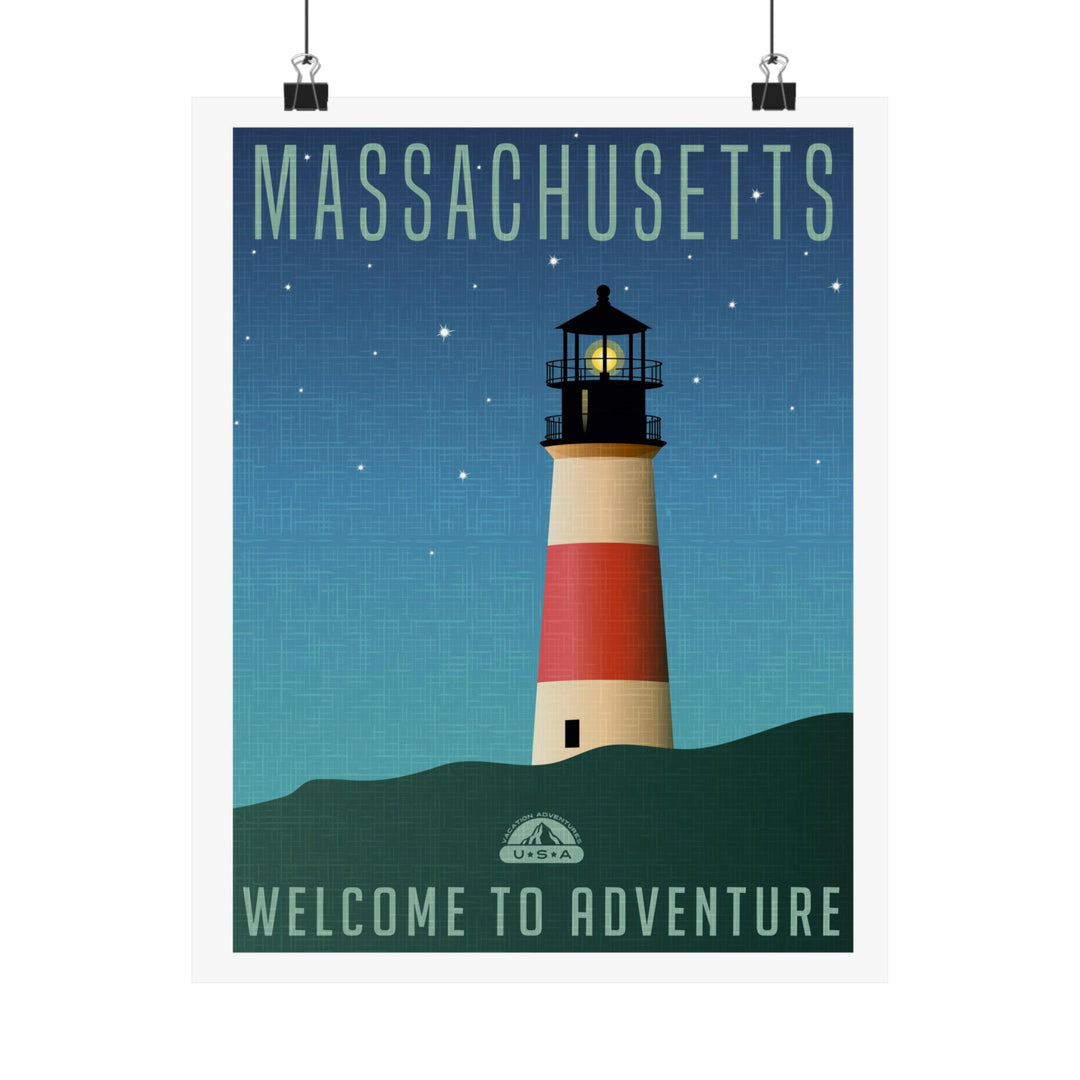 Massachusetts Travel Poster - Ezra's Clothing - Poster