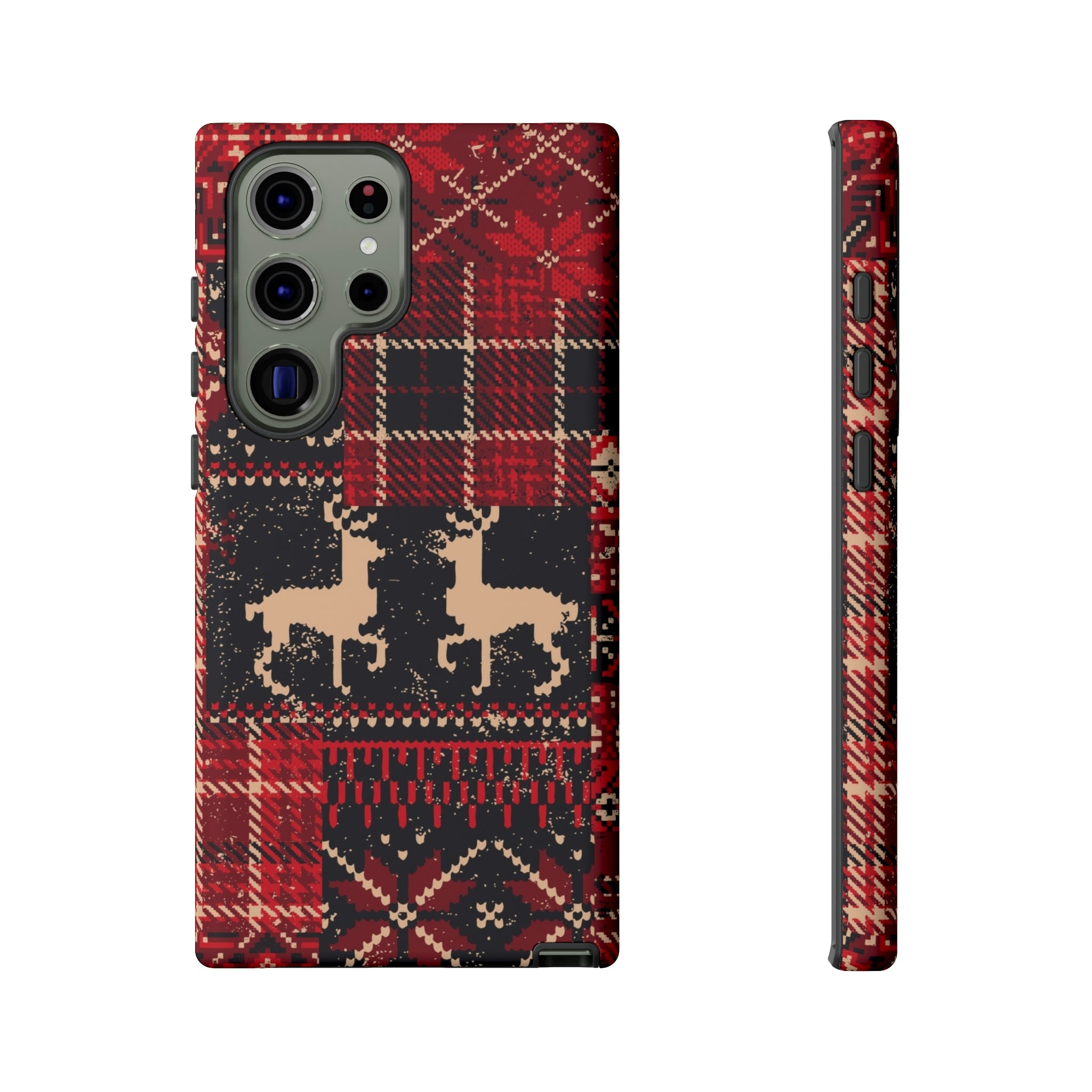 Reindeer Vintage Christmas Plaid Case - Ezra's Clothing - Tough Case