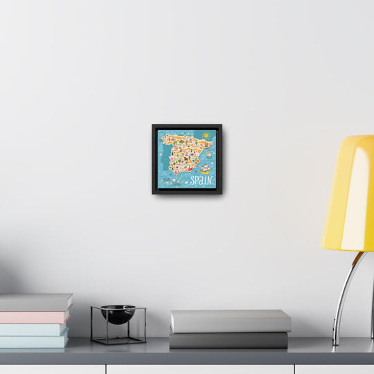 Spain Stylized Map Framed Canvas - Ezra's Clothing - Canvas