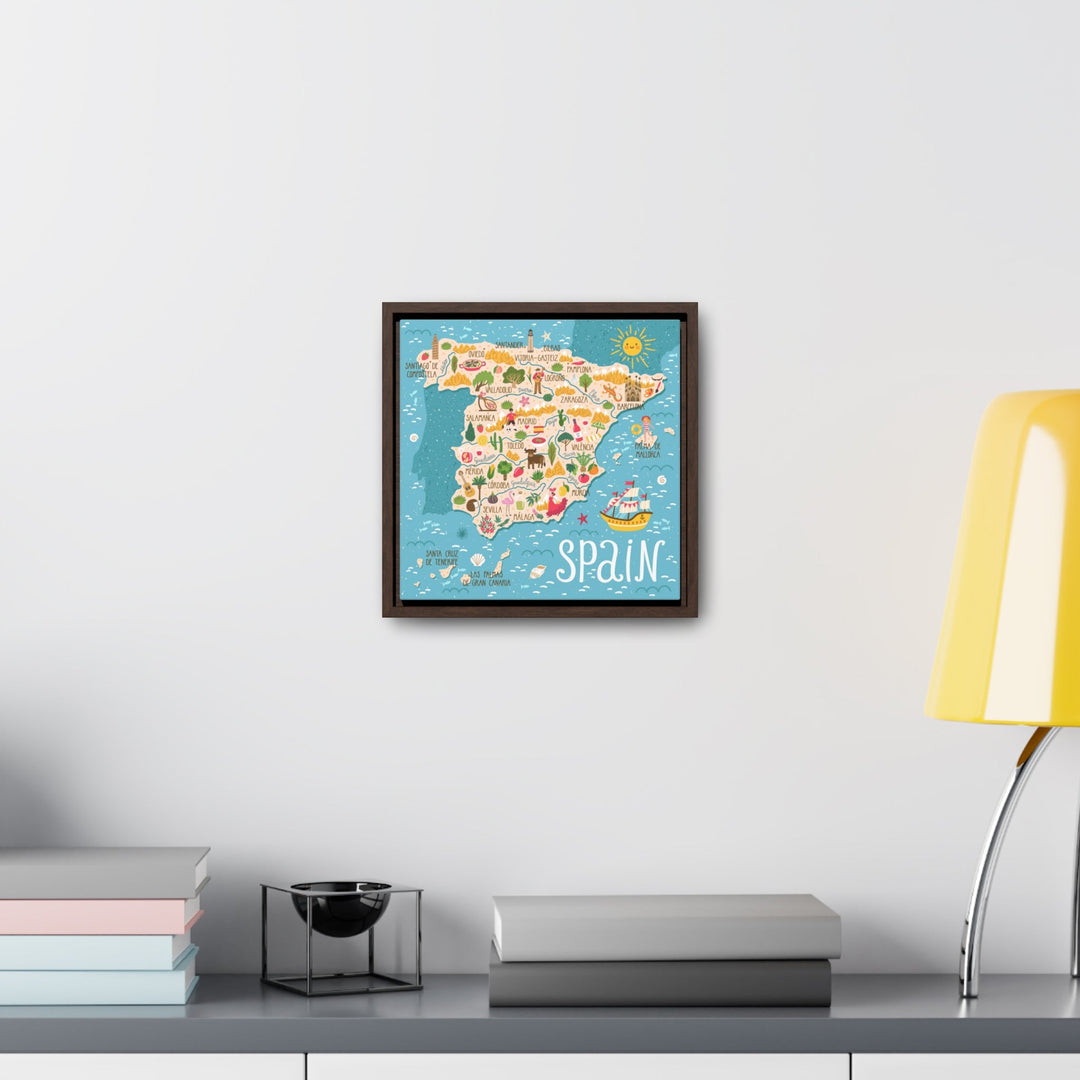 Spain Stylized Map Framed Canvas - Ezra's Clothing - Canvas