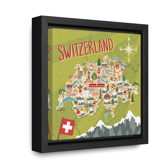 Switzerland Stylized Map Framed Canvas - Ezra's Clothing - Canvas